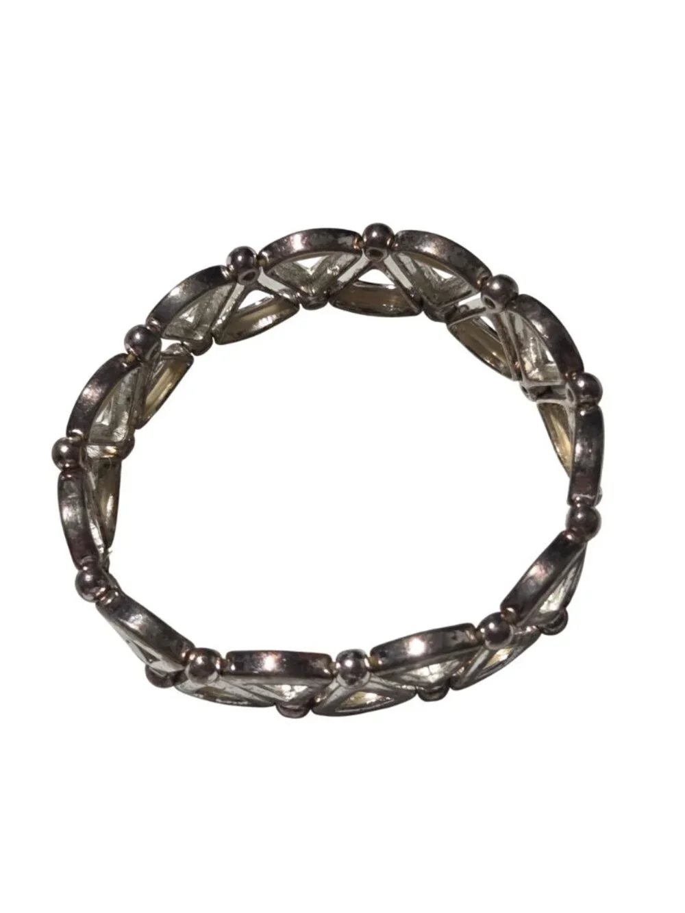 Vintage Geometric Openwork Bracelet Art Deco Chunky Modernist Fashion Jewelry